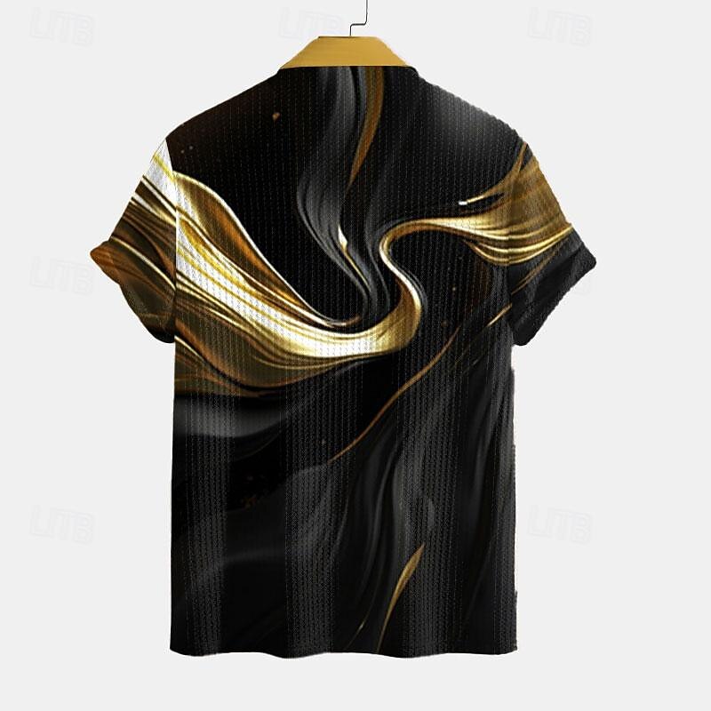 Men's Geometric Golf Shirt Short Sleeve Polo Shirts Collared Shirts Business Casual Vacation Wear Formal Wear Festival Wear Buttons 3D Print Summer Spring Yellow Green Gray3