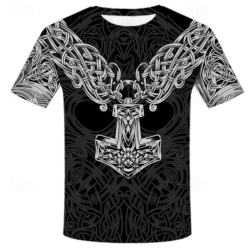 Viking Tattoo T-shirt Print 3D Graphic For Men's Adults' Carnival Masquerade 3D Print Casual Daily
