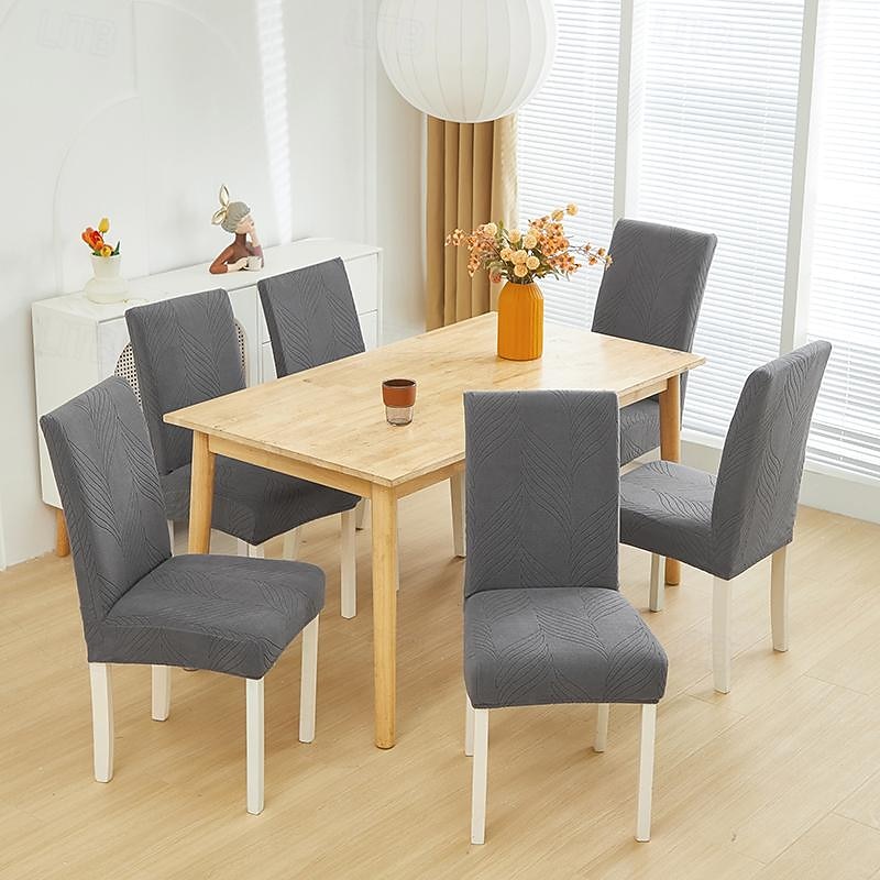Elastic Dining Chair Cover High Back Dining Chair Cover Wedding Banquet Hotel Solid Jacquard Chair Cover Stretch Chair Cover