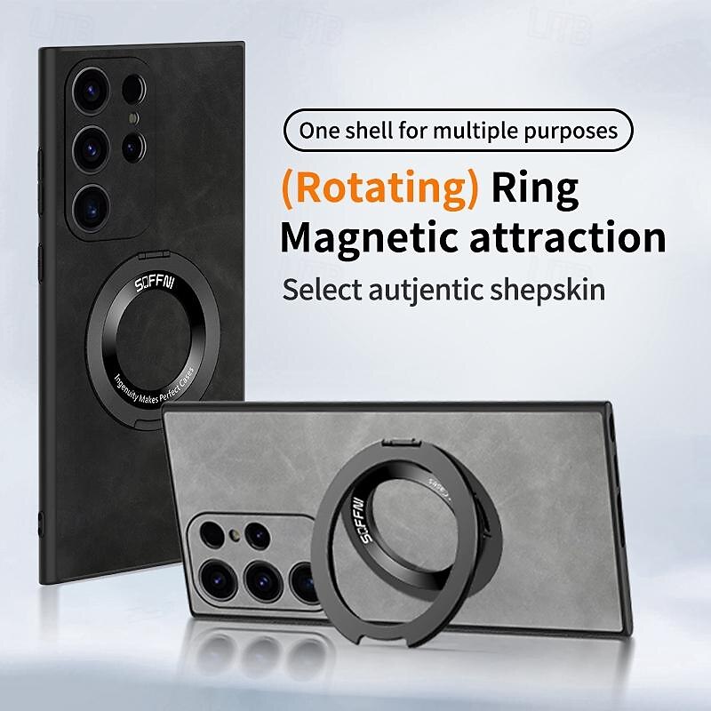 Phone Case For Samsung Galaxy S25 S24 S23 S22 S21 Ultra Plus A55 5G A14 A34 A54 A24 Back Cover with Stand Holder Support Wireless Charging Shockproof TPU PU Leather