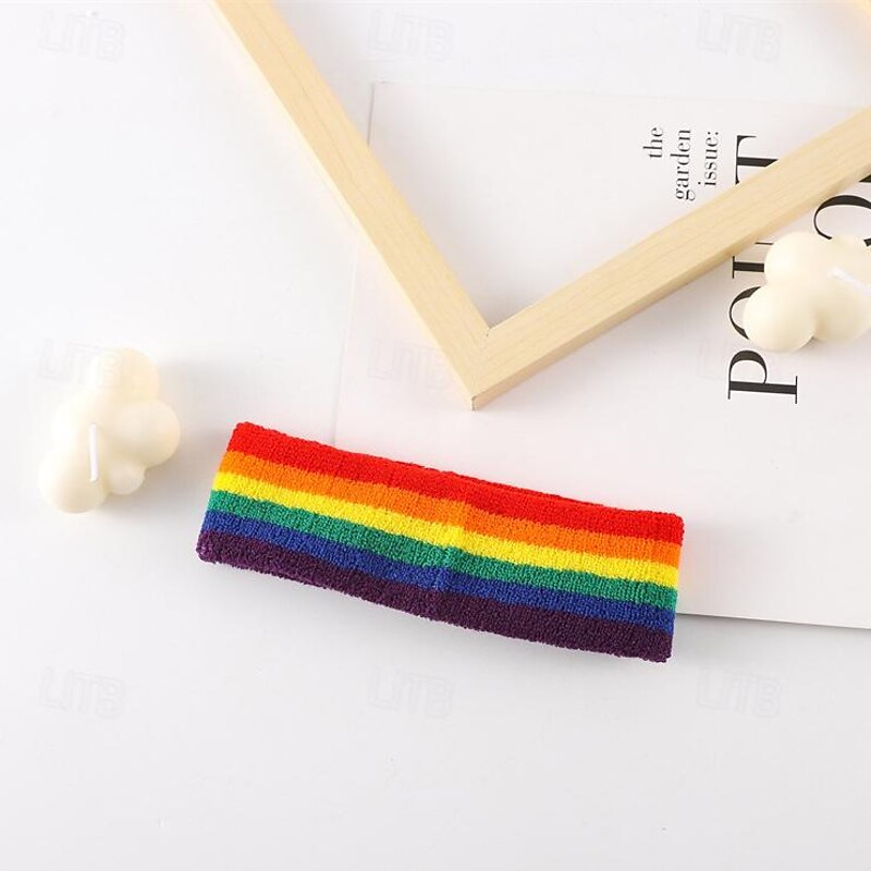 Rainbow Halloween Sweat-Absorbent Headband Wrist Support LGBT LGBTQ Gay Lesbian Adults' Men's Women's Masquerade Pride Parade Pride Month Easy Halloween Costumes Dress Up2