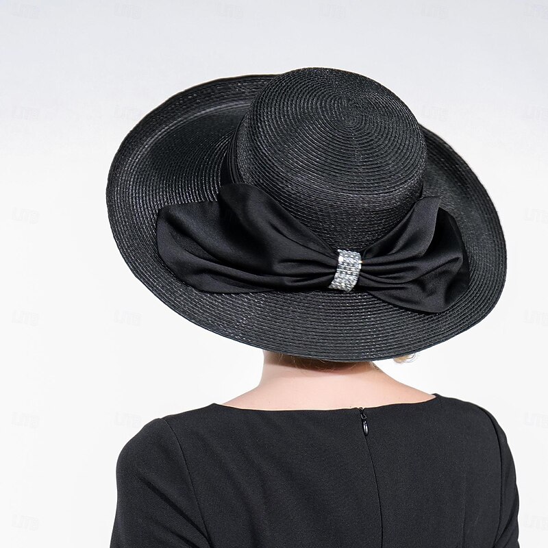 Hats Fiber Bowler / Cloche Hat Bucket Hat Straw Hat Wedding Tea Party Elegant Wedding With Bowknot Pure Color Headpiece Headwear3