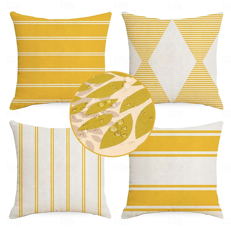 4pcs Set Outdoor Waterproof Pillow Covers Home Room Decoration for Patio Garden Livingroom Bedroom Geometric4