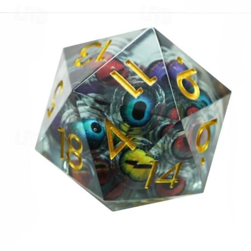 Eye Liquid Core Dice Set,Beholder's Dragon Eye DND Dice Set,Liquid Core Sharp Edged Resin Dice for Dungeons and Dragons, Multi-Sided RPG Polyhedral Resin Roleplaying Gifts4