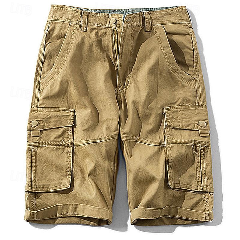 Men's Tactical Shorts Cargo Shorts Shorts Button Multi Pocket Plain Wearable Short Outdoor Daily Going out Fashion Classic Army Green Khaki2