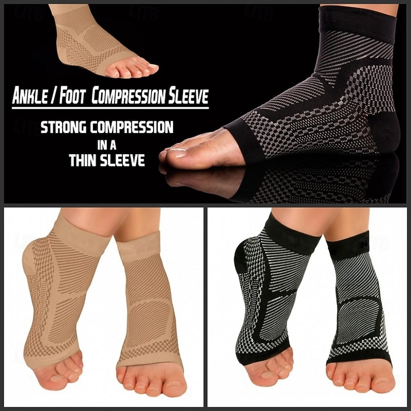 2/4 pairs Neuropathy Socks Compression Socks Ankle Compression Sleeve for Sports: Relieves Plantar Fasciitis, Achilles Tendonitis, Joint Pain, Reduces Swelling, Provides Heel Support
