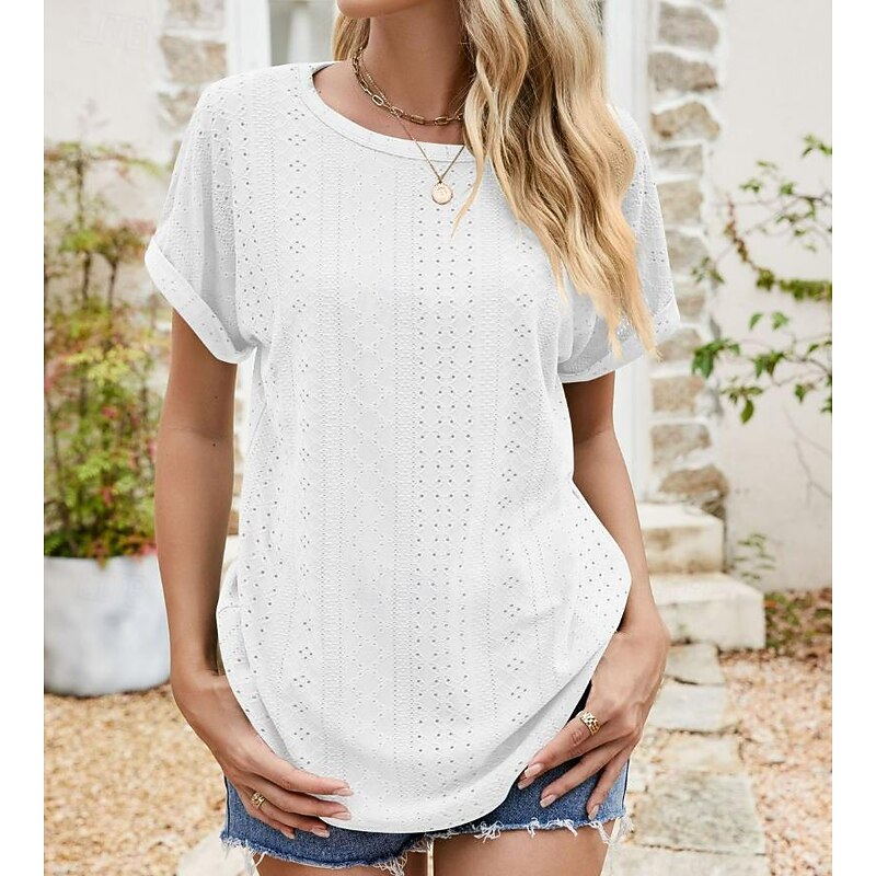 Women's Tunic Dressy Tops Bohemia Tropical Fashion Short Sleeve Square Neck Regular Tops Vacation Daily Weekend Black White Pink Blue Summer2