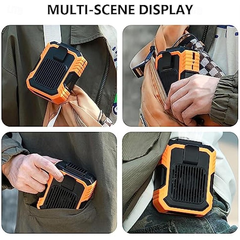 Waist Clip Fan with Power Bank – Anti-Drop Shock Absorption Bladeless Cooling Fan with Polymer Battery2