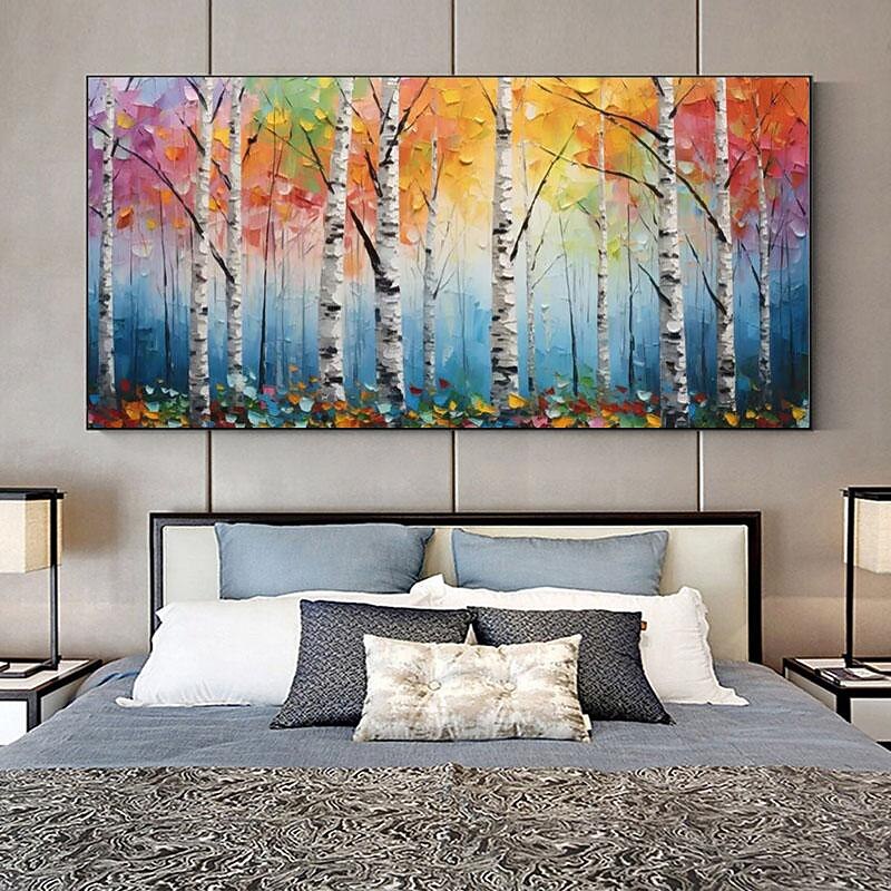 Handpainted Original Colorful Tree Oil Painting On Canva Large Wall Art Abstract 3D Flower Wall Decor Custom Painting Minimalist Living Room Decor No Frame4