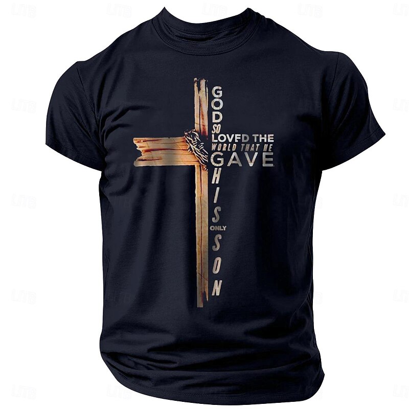 Men's Christian Graphic T-Shirt: God So Loved The World (John 3:16) Faith Short Sleeve Tee4