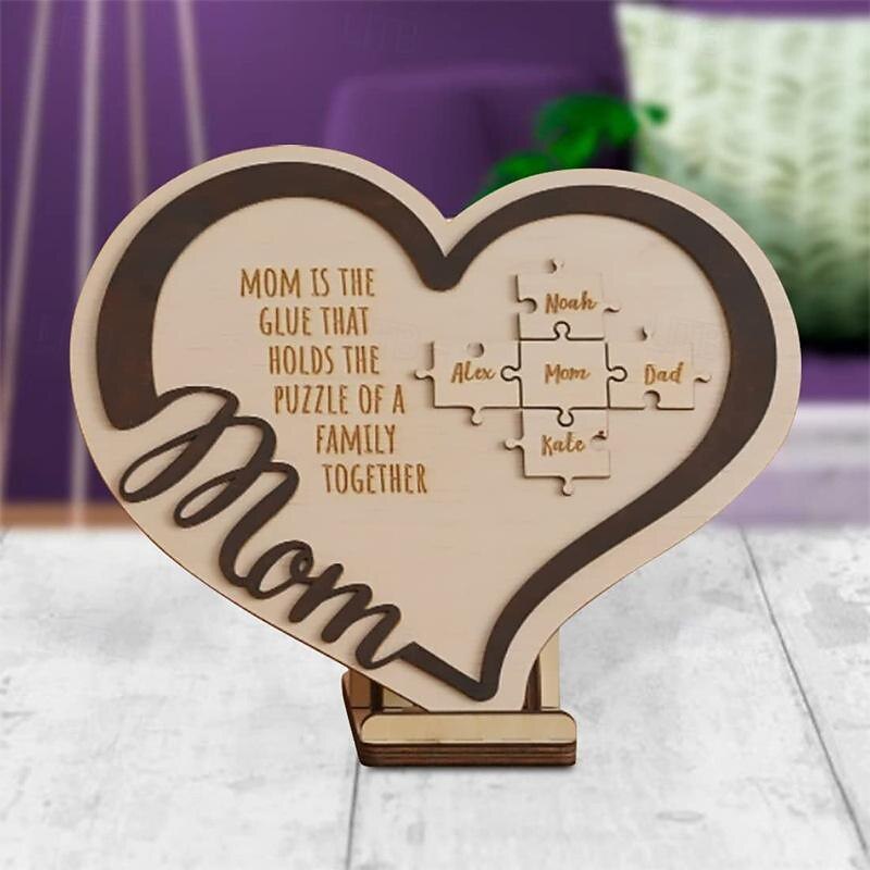 Mother's Day Creative Wooden Love Puzzle Personalized Festival Gift Wooden Craft Decoration3