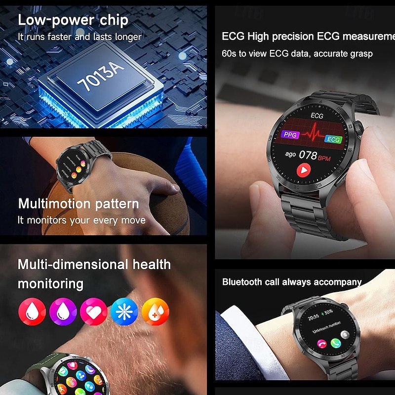 Smart Watch for Men - ECG, Blood Pressure, Body Temperature Monitoring, IP68 Waterproof Fitness Tracker​3