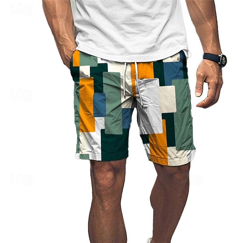 Men's Grid / Plaid Swim Shorts Board Shorts Swimming Trunks Mid Waist Vacation Hawaiian Holiday Vacation Holiday Beach Drawstring with Mesh lining Elastic Waist Designer Clothing Apparel