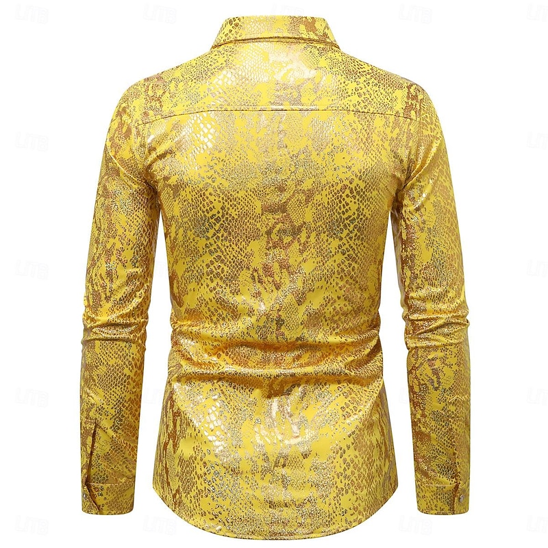 Disco 1980s Shiny Metallic Blouse / Shirt Masquerade Disco Fancy Dress Men's Halloween Carnival Masquerade Performance Event / Party Stage Adults' Shirt Spring & Summer2