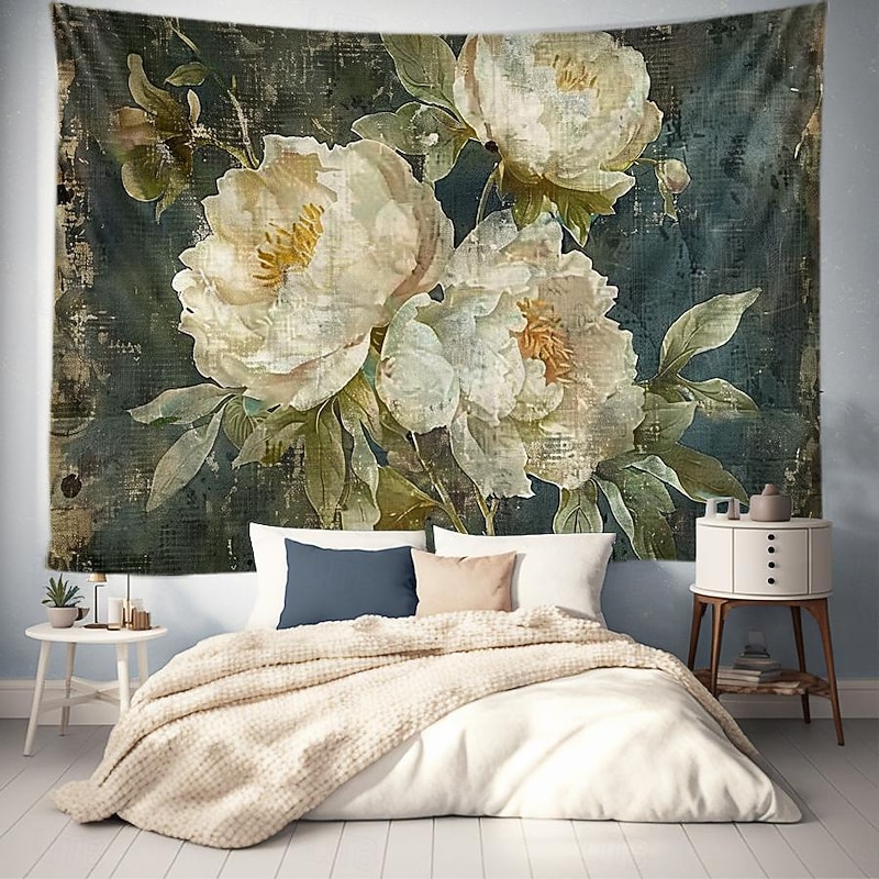 Golden Peony Hanging Tapestry Wall Art Large Tapestry Mural Decor Photograph Backdrop Blanket Curtain Home Bedroom Living Room Decoration