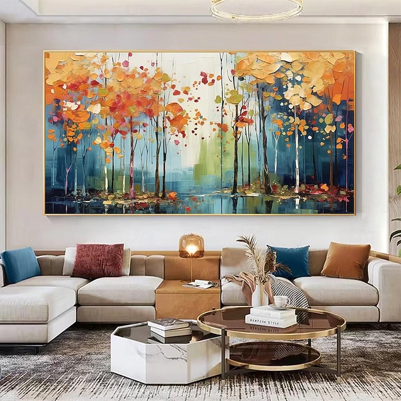 Mintura Handmade Forest Oil Paintings On Canvas Large Wall Art Decoration Modern Abstract Tree Landscape Picture For Home Decor Rolled Frameless Unstretched Painting2