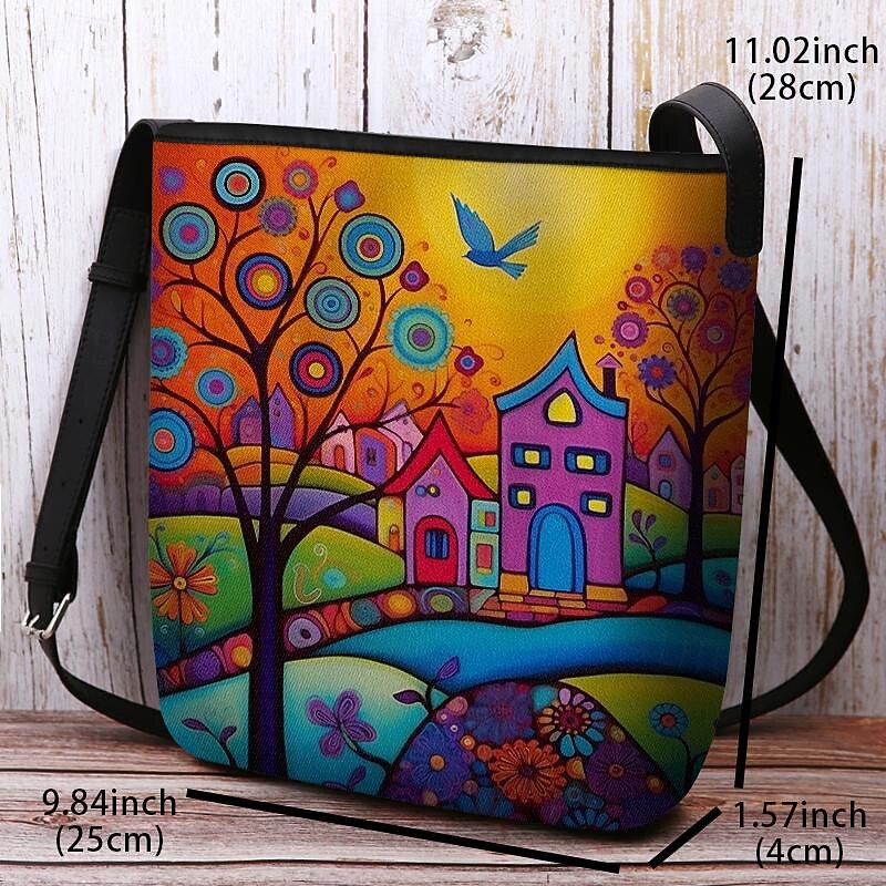 Women's Crossbody Bag Shoulder Bag Bucket Bag Oxford Cloth Nylon Shopping Daily Holiday Print Large Capacity Waterproof Lightweight Flower Outdoor Scene Yellow Blue Purple3