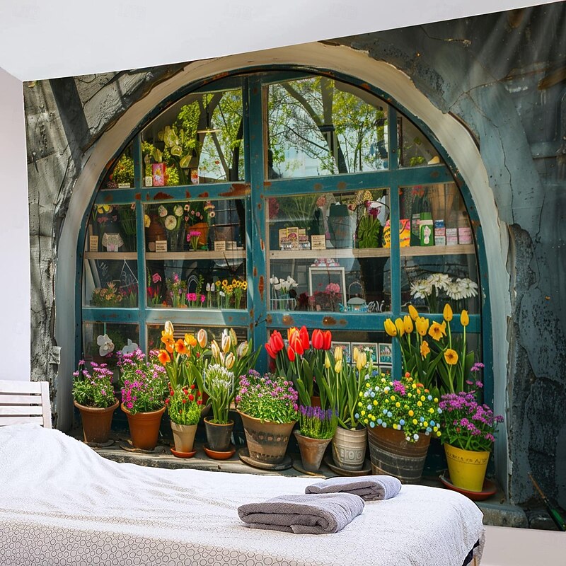 Pottage Farmhouse Hanging Tapestry Wall Art Large Tapestry Mural Decor Photograph Backdrop Blanket Curtain Home Bedroom Living Room Decoration Window View Cottagecore4