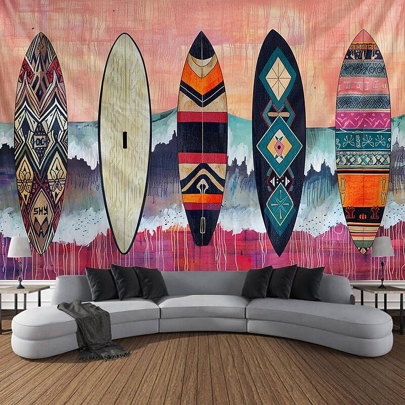 Summer Surfer Skateboard Hanging Tapestry Wall Art Large Tapestry Mural Decor Photograph Backdrop Blanket Curtain Home Bedroom Living Room Decoration Owl Lion2