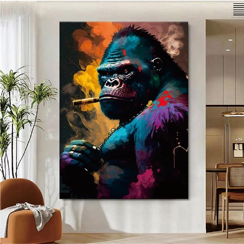 Street art  Oil Painting hand painted  Textured Canvas Art Monkey Animal pop Art painting  Hanmade Monkey Painting Modern artwork for Living Room Wall Decor