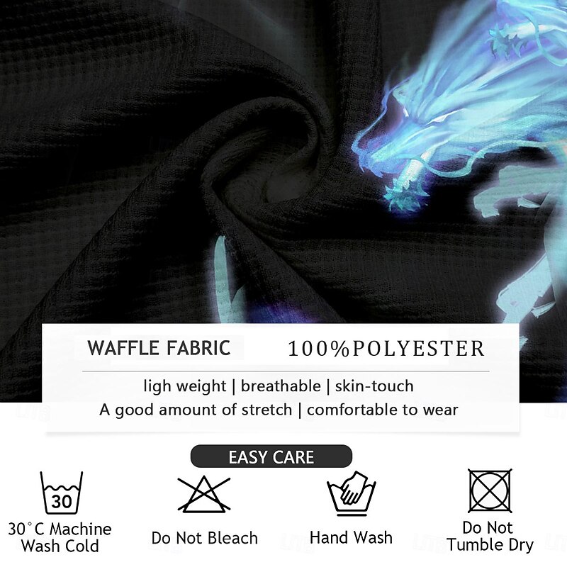 Men's Dragon Golf Shirt Short Sleeve Polo Shirts Collared Shirts Funny Streetwear Vacation Wear Party Outfits Buttons 3D Print Summer Spring White Blue3