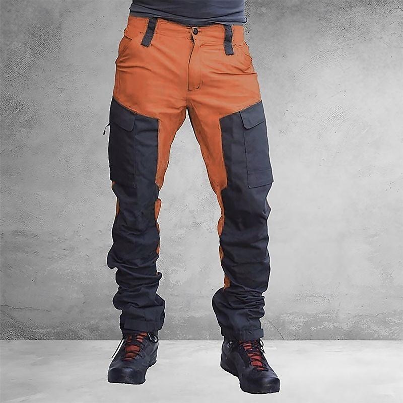 Men's Cargo Pants Cargo Trousers Combat Trousers Hiking Pants Buttons Multi Pocket Elastic Cuff Color Block Comfort Quick Dry Casual Daily Holiday Sports Fashion Purple Orange2