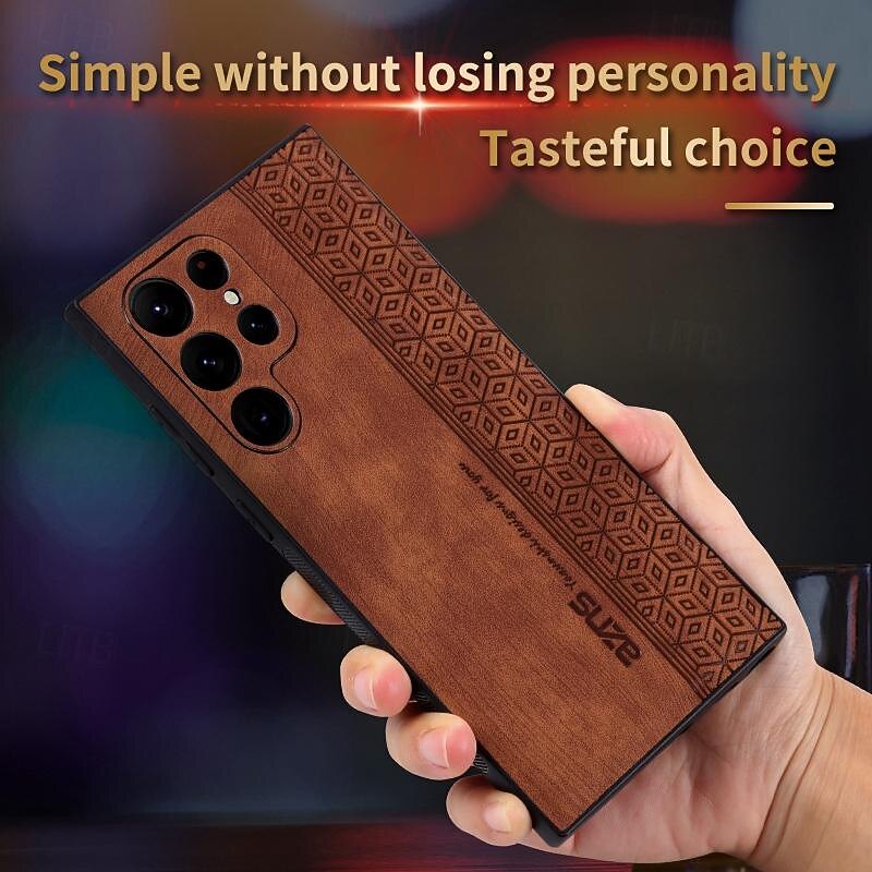 Phone Case For Samsung Galaxy S25 S24 S23 S23 FE S22 S21 Ultra Plus A55 5G A35 5G A25 A15 Back Cover Non-Yellowing Warm Shockproof Retro TPU PU Leather2