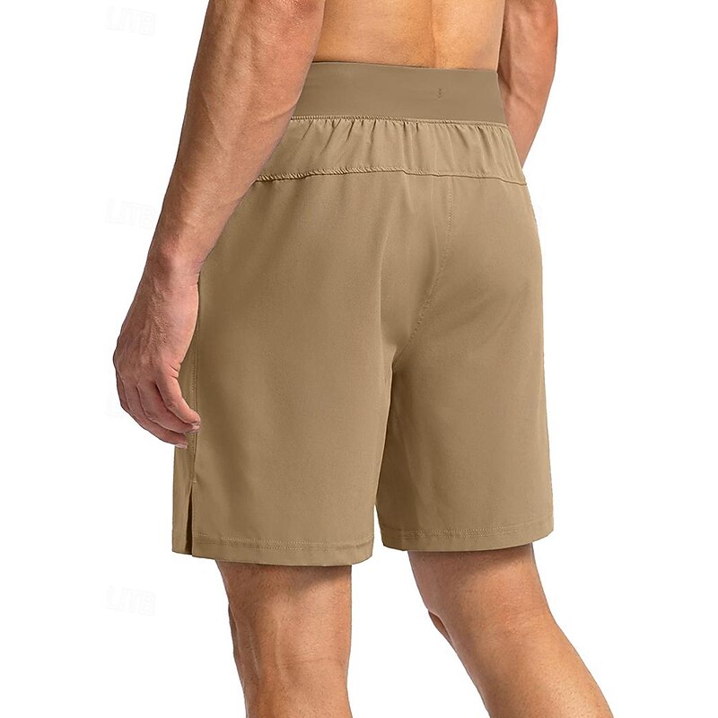 Men's Shorts Summer Shorts Workout Shorts Casual Shorts Drawstring Elastic Waist Zipper Pocket Plain Quick Dry Lightweight Knee Length Outdoor Yoga Gym Casual Athleisure Black Blue2