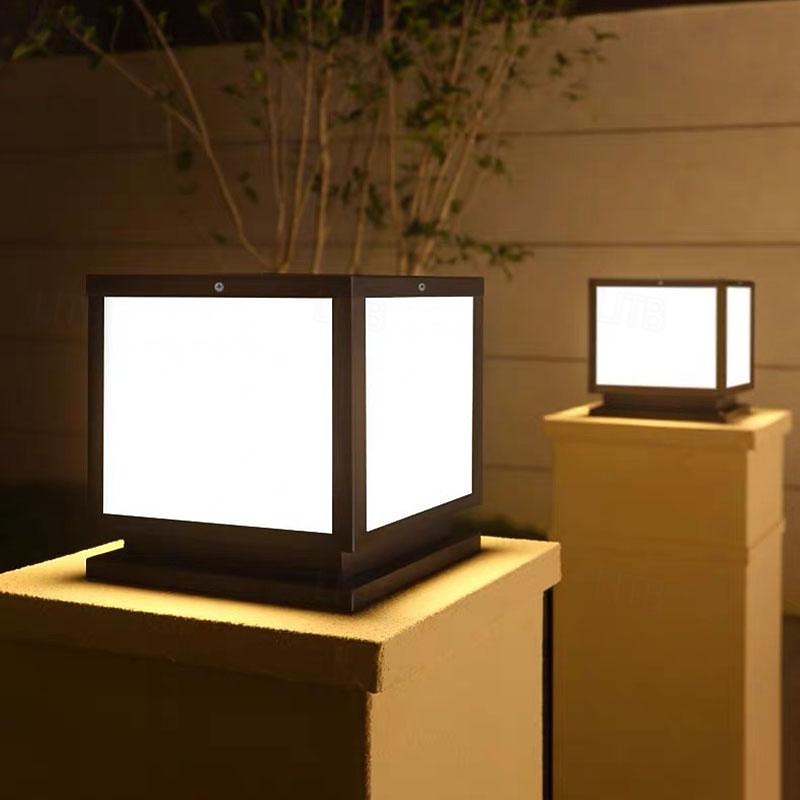 Column Lamp Waterproof Exterior Post Light Fixtures,Pillar Lights Outdoor, IP65 Square Pillar Lights Outdoor Waterproof Aluminum Glass Post Light Fixtures Exterior Pillar Lights Villa Garden Villa Out3