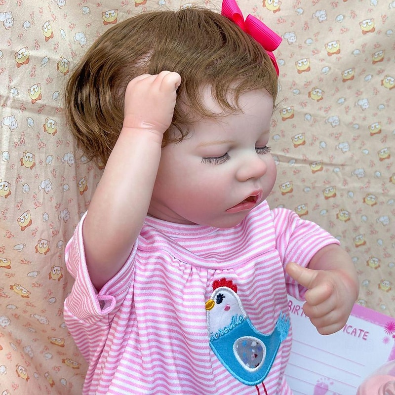18 inch Reborn Doll Baby & Toddler Toy Reborn Toddler Doll Doll Reborn Baby Doll Baby Baby Girl Reborn Baby Doll Twins A Newborn lifelike Gift Hand Made Non Toxic Vinyl W-031733 with Clothes and3
