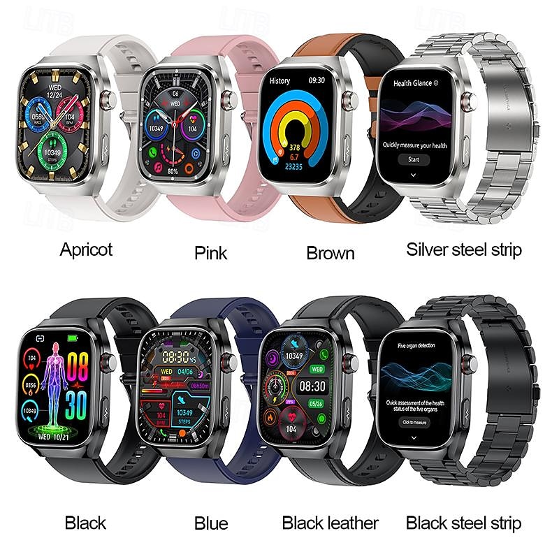 iMosi TK16 Smart Watch 2.04 inch Smartwatch Fitness Running Watch Bluetooth ECG+PPG Temperature Monitoring Pedometer Compatible with Android iOS Women Men Long Standby Hands-Free Calls Waterproof IP683