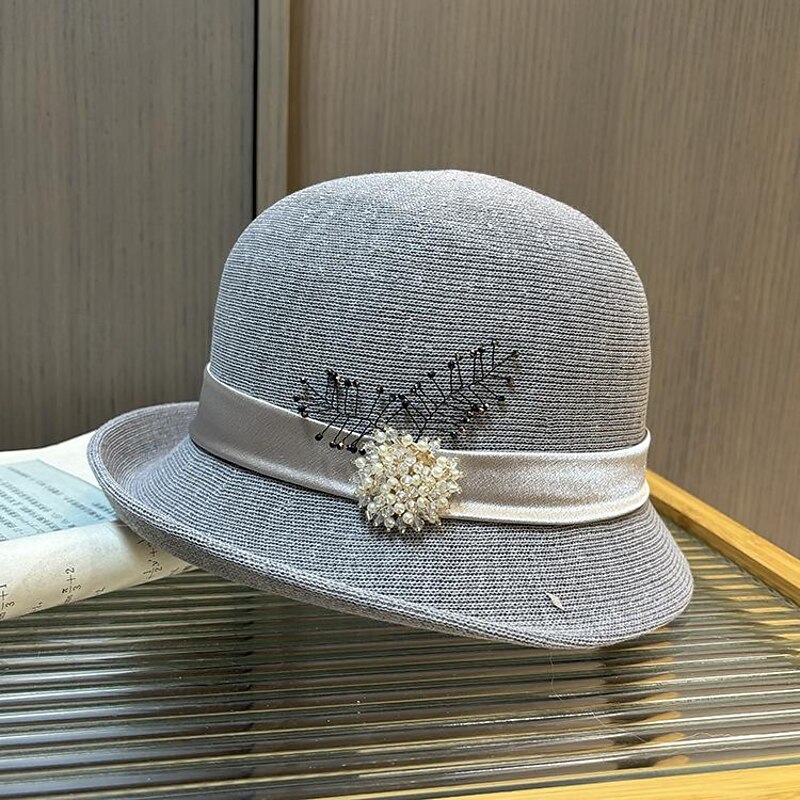 Fascinators Hats Headwear Acrylic / Cotton Bowler / Cloche Hat Bucket Hat Straw Hat Casual Holiday Elegant Vintage With Rhinestone Bows Headpiece Headwear4