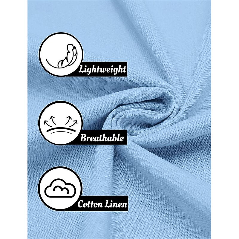 Men's Linen Shirt Guayabera Shirt Band Collar Shirt Summer Shirt Beach Wear Casual Shirt Plain Casual Daily Black White Blue Green Short Sleeve Stand Collar Summer Clothing Apparel2