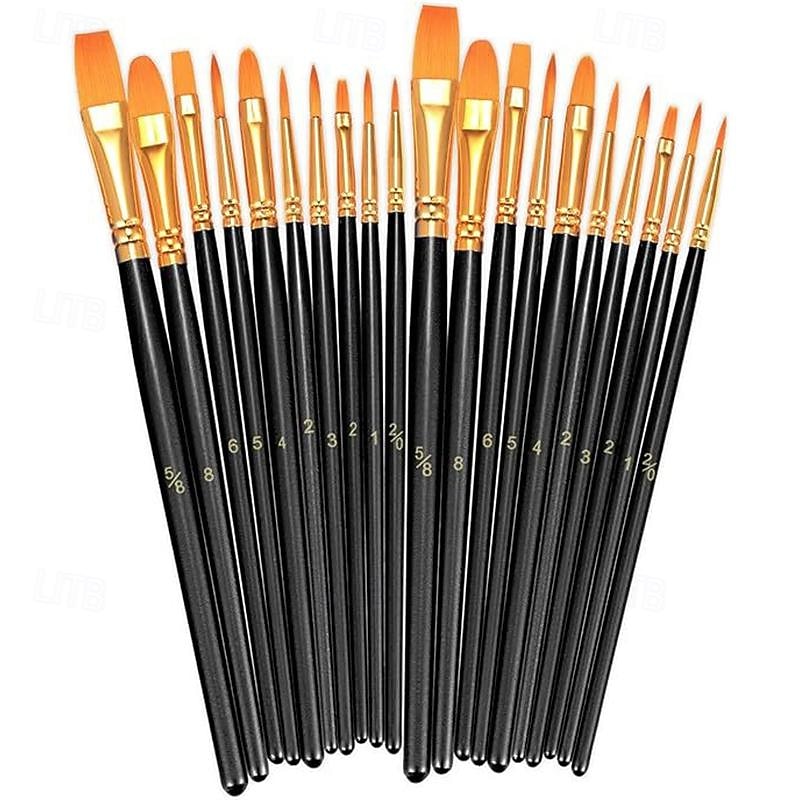 Brush Set with 20 Round Head Brushes Nylon Brush Acrylic Paint Brush Art Student's Line Drawing Pen for Painting4