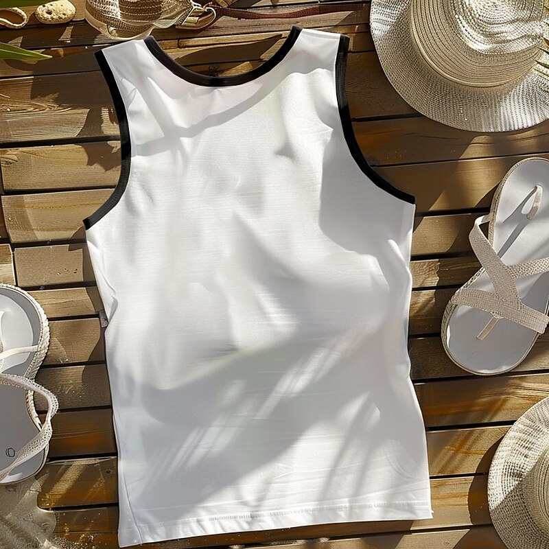 Men's Splash Ink Tank Top Vest Top Sleeveless T Shirt for Men Sleeveless T shirt 3D Print Crew Neck Shirt Sports Fashion Daily Sports Outdoor Casual Gym White Blue Summer Spring Clothing Apparel S M2