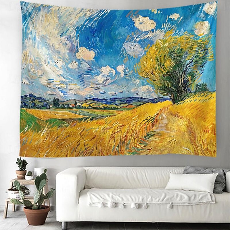 Oil Painting Lotus Hanging Tapestry Wall Art Large Tapestry Mural Decor Photograph Backdrop Blanket Curtain Home Bedroom Living Room Decoration 14