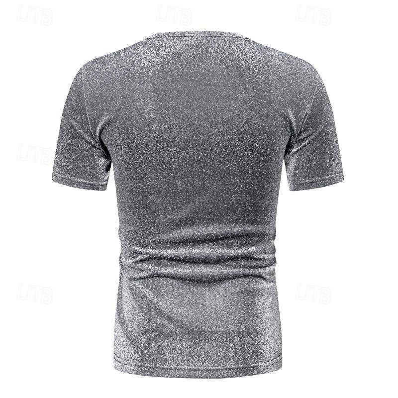 Retro Vintage 1980s Shiny Metallic T-shirt Disco Fancy Dress Men's Halloween Carnival Masquerade Performance Club Pride Parade Adults' T-shirt Spring & Summer4