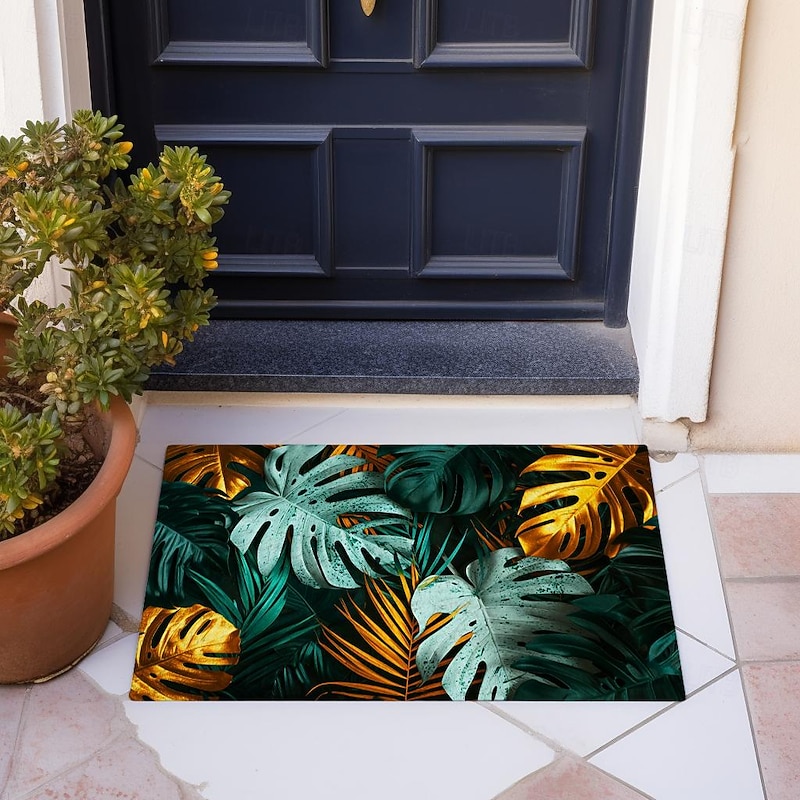 Tropical Leaves Doormat Non-Slip Oil Proof Rug Indoor Outdoor Mat Bedroom Decor Bathroom Mat Entrance Rug Door Mat2