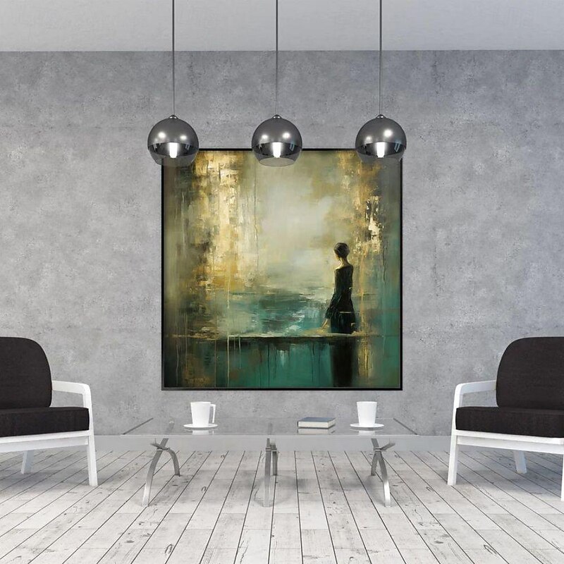 Handmade Oil Painting Canvas Wall Art Decoration Retro Woman Figure Golden Abstract Landscape for Home Decor Rolled Frameless Unstretched Painting4