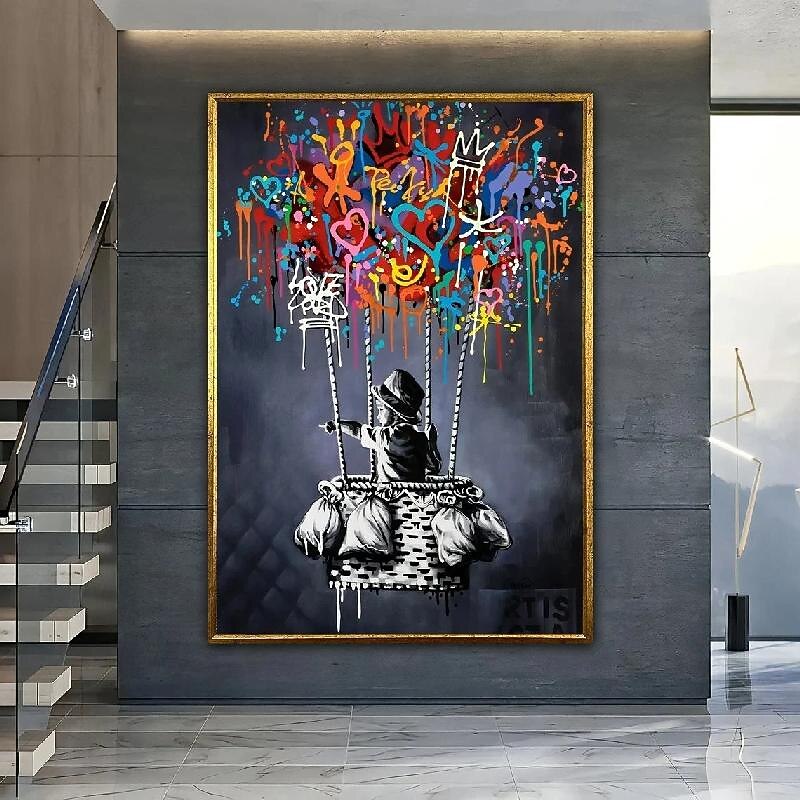 Handmade  Cityscape POP ART Oil Painting STREET ART PAINTING Textured Canvas Art Skyline Landscape Art Urban Street Scene Painting Modern Living Room Wall Decor2