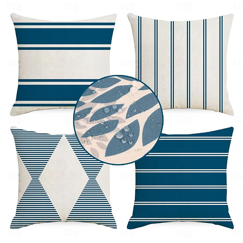 4pcs Set Outdoor Waterproof Pillow Covers Home Room Decoration for Patio Garden Livingroom Bedroom Geometric3