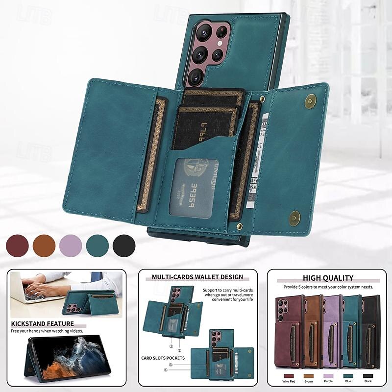 Phone Case For Samsung Galaxy S25 S24 S23 S23 FE S22 S21 Ultra Plus A55 5G A35 5G A25 A15 Wallet Case with Stand Holder Magnetic Card Slot Retro TPU PU Leather