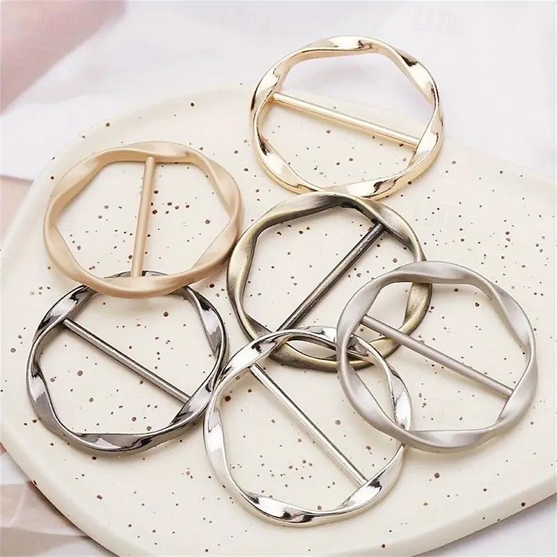 5pcs Silk Scarf Ring Clip T-shirt Tie Clips For Women Fashion Metal Round Circle Clip Buckle Clothing Ring Wrap Holder2