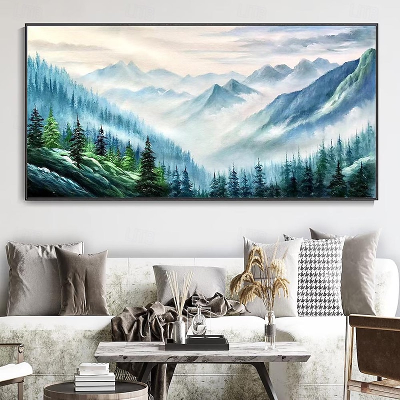 Mintura Handmade Alpine Scenery Oil Paintings On Canvas Large Wall Art Decoration Modern Abstract Tree Landscape Picture For Home Decor Rolled Frameless Unstretched Painting