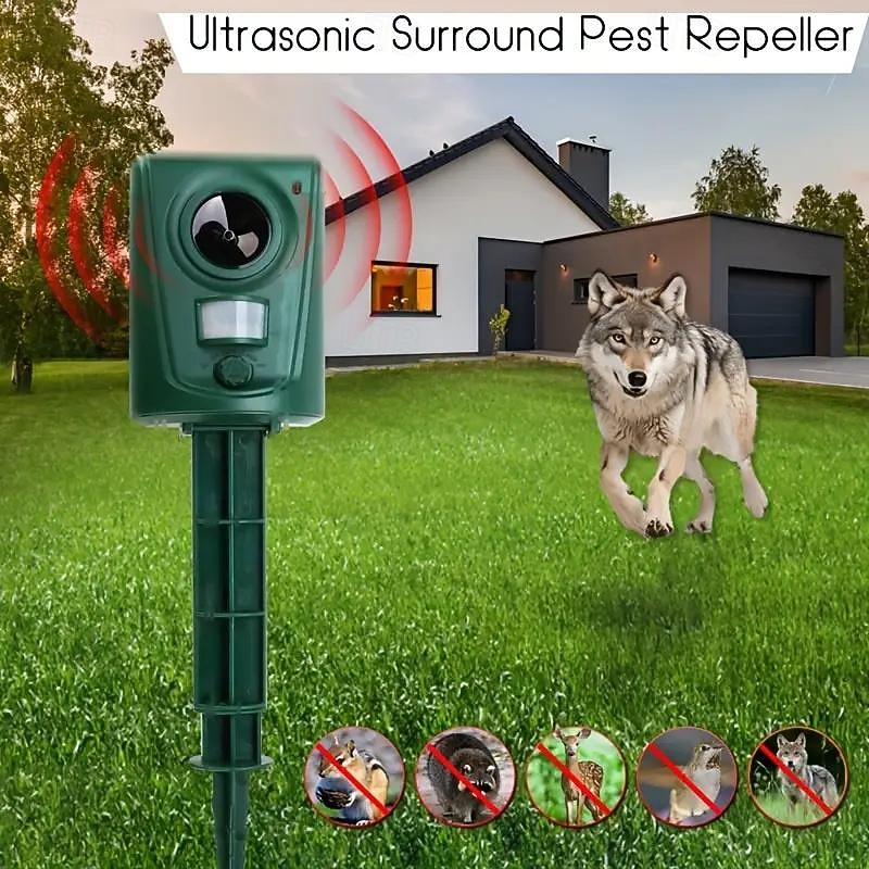 Solar-Powered Ultrasonic Animal Repeller -Waterproof MotionSensor Deterrent for Cats Dogs Birds and Wildlife in Gardens &Outdoors2