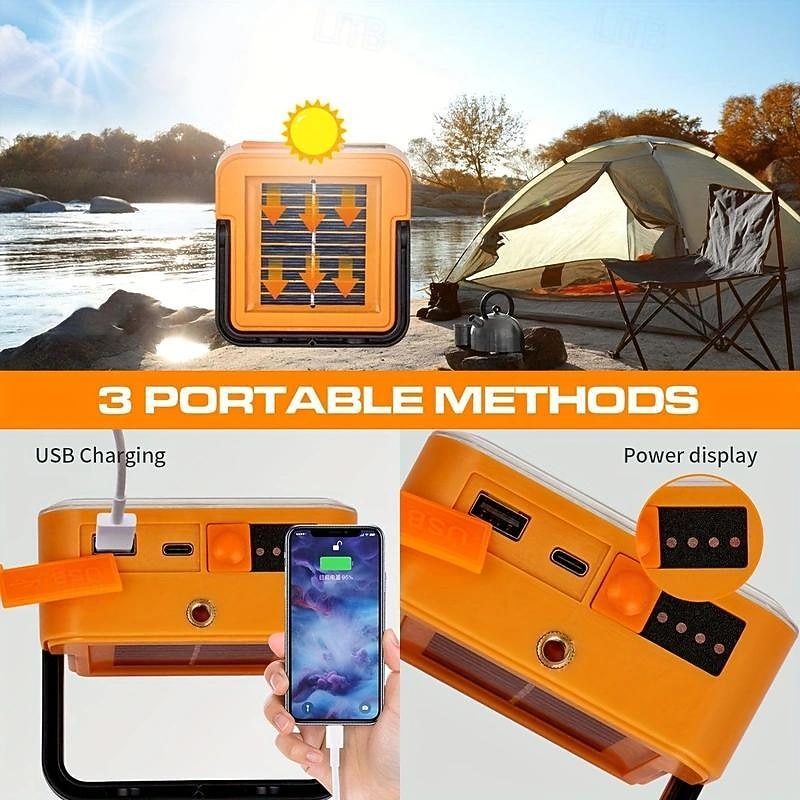 1pc LED Portable Solar Work Light, Rechargeable Magnetic Light, Emergency Worklight with 4 Light Modes for Power Failure, Car Repair, Camping, Construction Job Site3