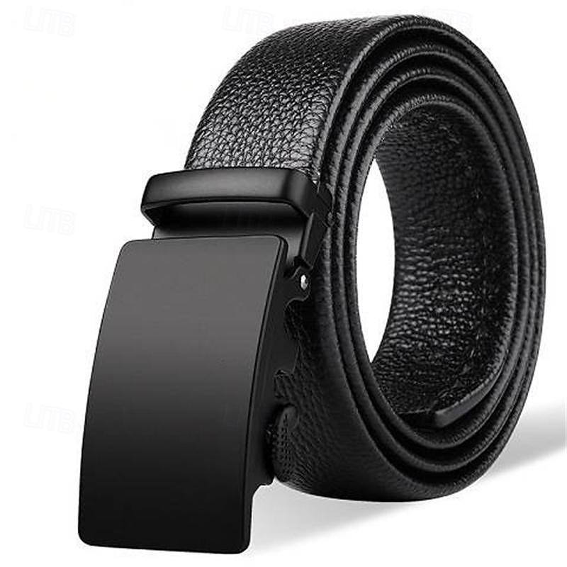 Men's Belt Faux Leather Belt Casual Belt Waist Belt Black 1# Black Iron Adjustable Plain Outdoor Daily2