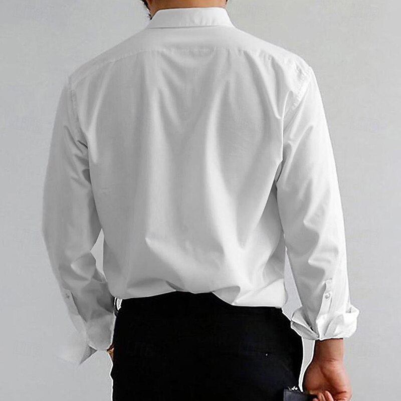 Men's Dress Shirt Printed Shirts Street Wear to work White Long Sleeve Turndown Spring & Summer Clothing Apparel Print2