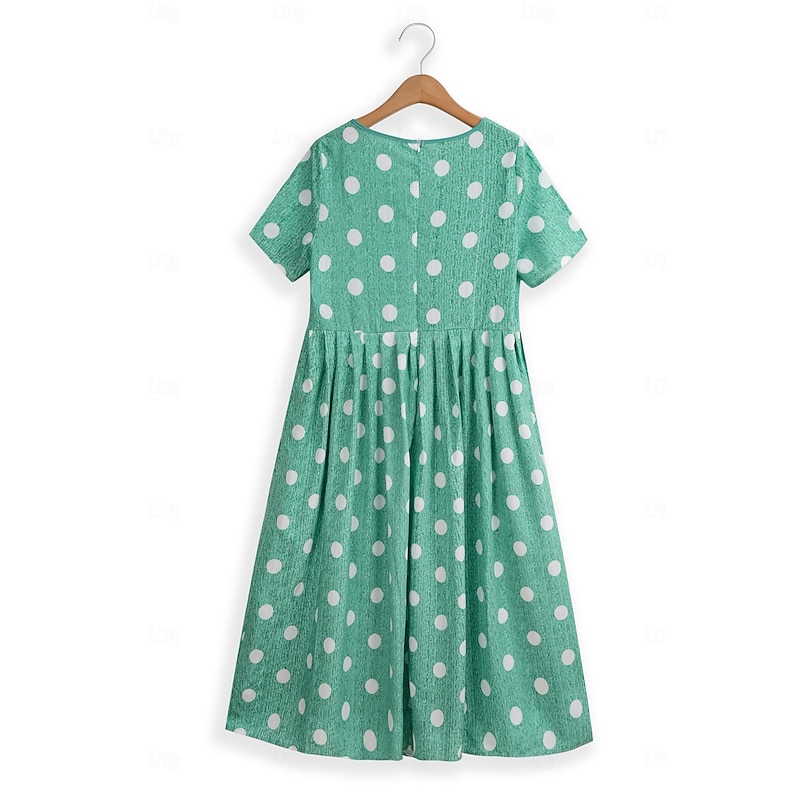 Women's Midi Dress Floral Polka Dot Pocket Print Crew Neck aily Date Short Sleeve Summer Spring3