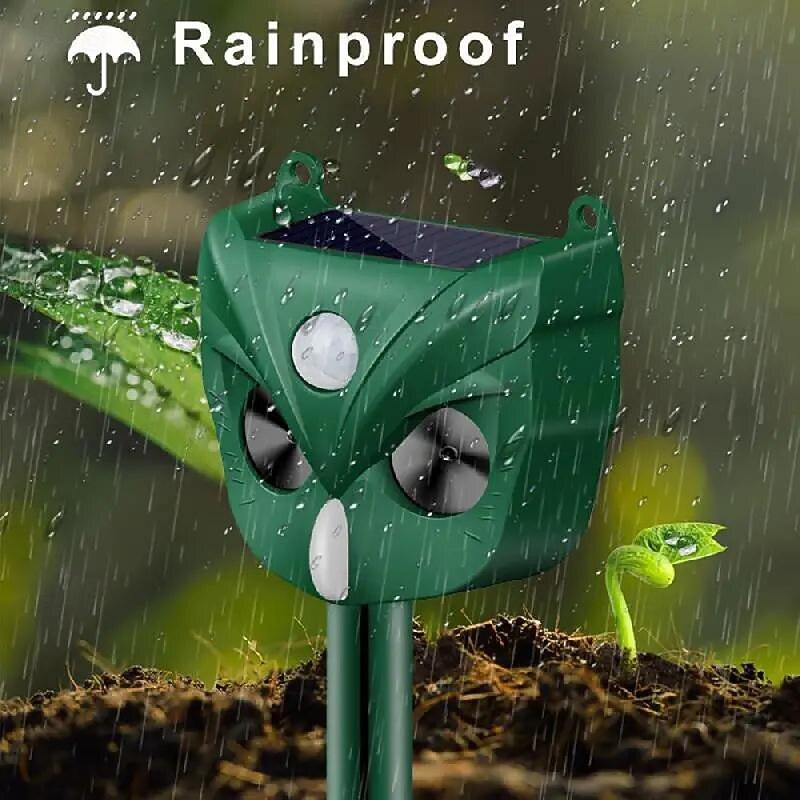 Solar Ultrasonic Animal Repeller – Motion Activated Waterproof Deterrent with Flashing LED Light for Cats Dogs Squirrels in Gardens4